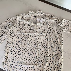 Ann Taylor Dotted Camp Blouse